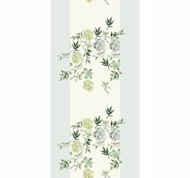 Bloemengroen patroon elegant raambekleding - TenStickers