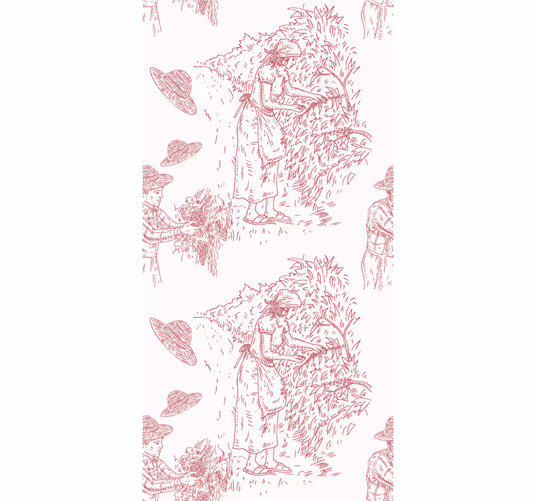 Illustratie van een oogstscène rolgordijn bloemen en planten - TenStickers