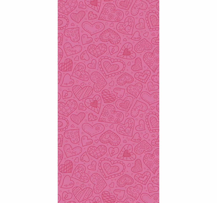 Roze harten met patroon romantisch rolgordijn - TenStickers