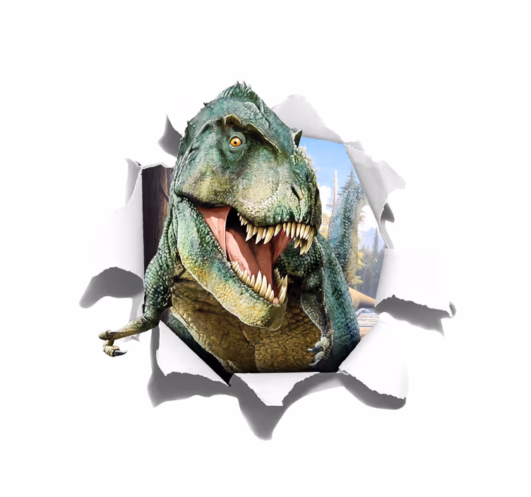3D boze T-rex Rolgordijn kinderkamer - TenStickers