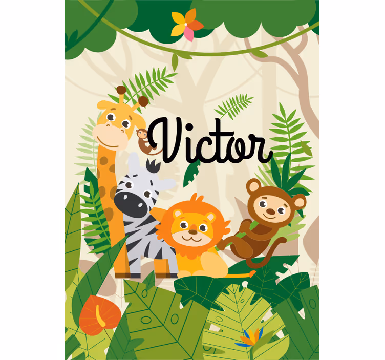 Aangepaste jungle dieren rolgordijn kinderkamer - TenStickers