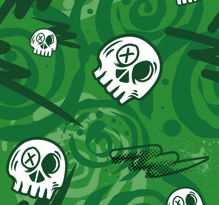 Groen Graffiti-schedels Rolgordijn tienerkamer - TenStickers