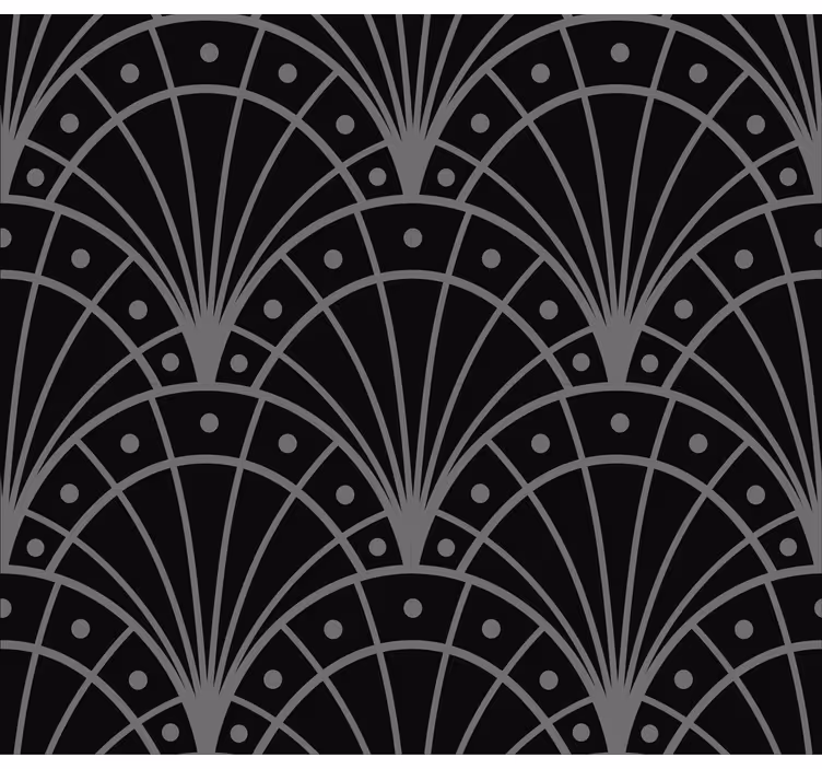 Zwart artdeco overlappende bogen rolgordijn - TenStickers