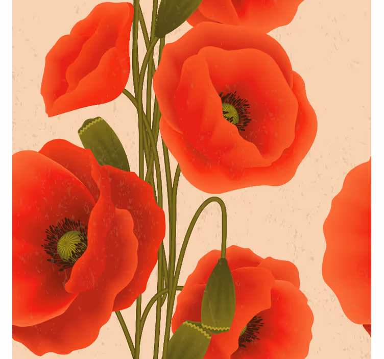 Klaprozen bloemen rolgordijn - TenStickers