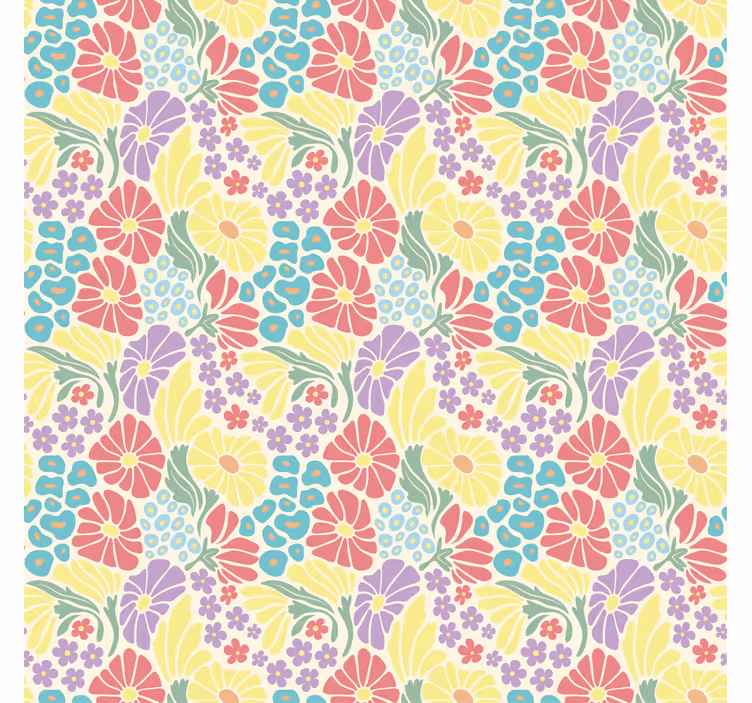 Pastelkleurige bloemen Raambekleding woonkamer - TenStickers