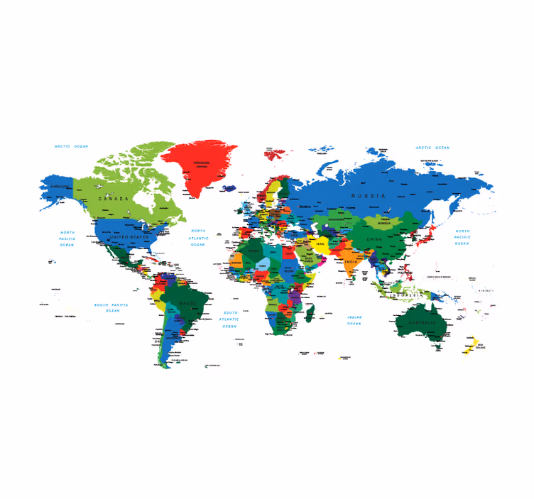 Politieke cartografie Jalozieën wereldmap - TenStickers