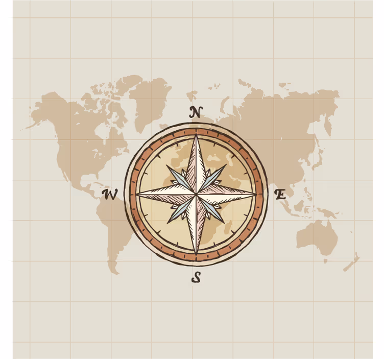 Vintage cartografie en kompas Jalozieën wereldmap - TenStickers