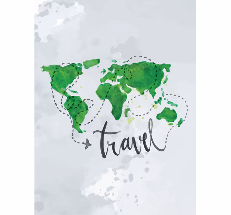 Aquarel reizen Jalozieën wereldmap - TenStickers