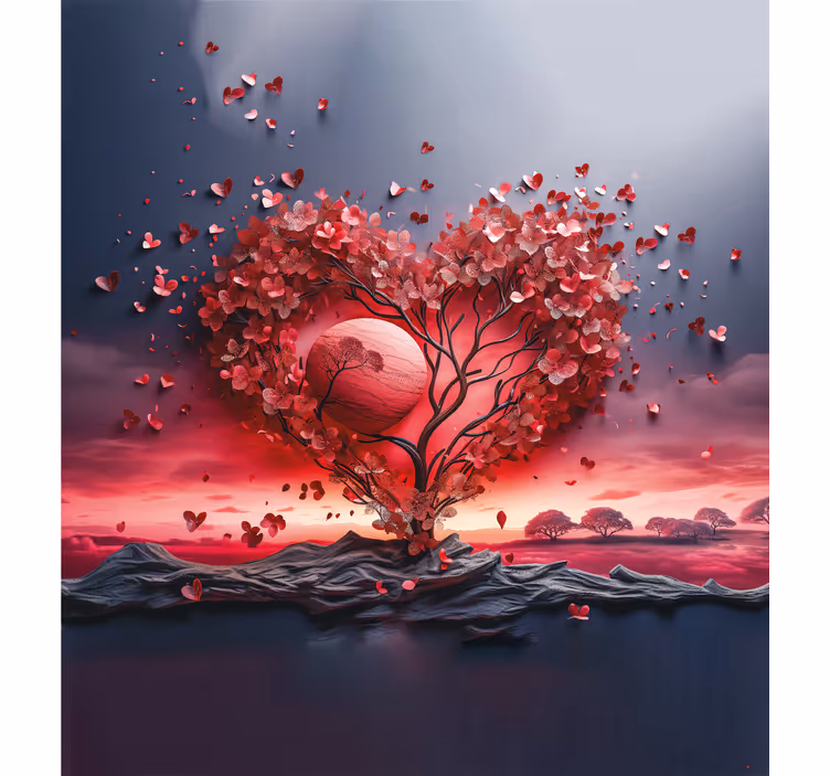 Hart boom Romantisch originele rolgordijn - TenStickers