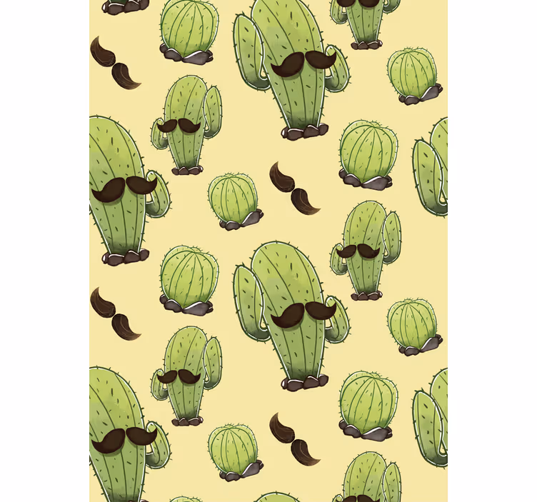 Cactus met snor Raambekleding woonkamer - TenStickers