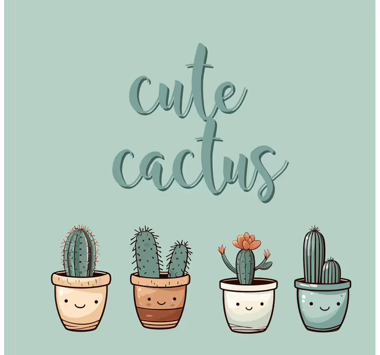 Schattige cactus Rolgordijn keuken - TenStickers