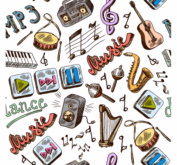 Muziek patroon Grappig raambekleding - TenStickers