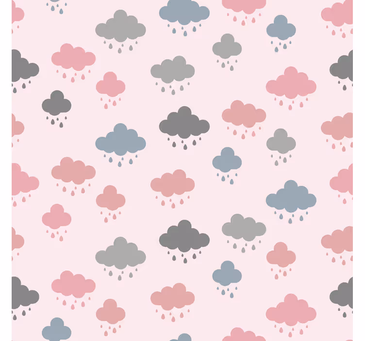 Roze en grijze regenwolken raambekleding - TenStickers