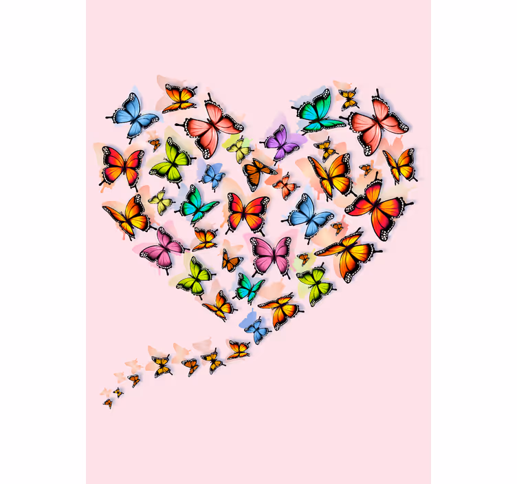 Hart ontwerp raambekleding vlinders - TenStickers