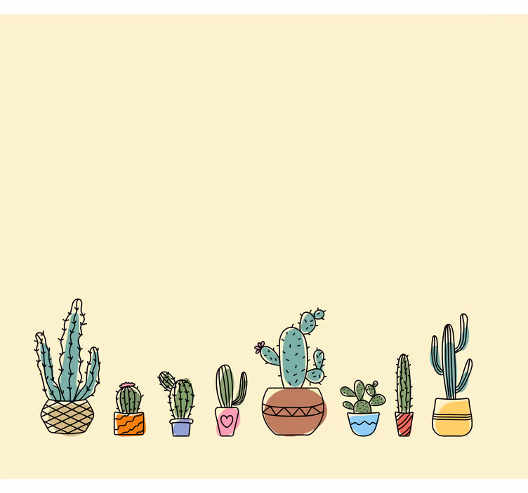 Getekende stijl rolgordijn cactus - TenStickers