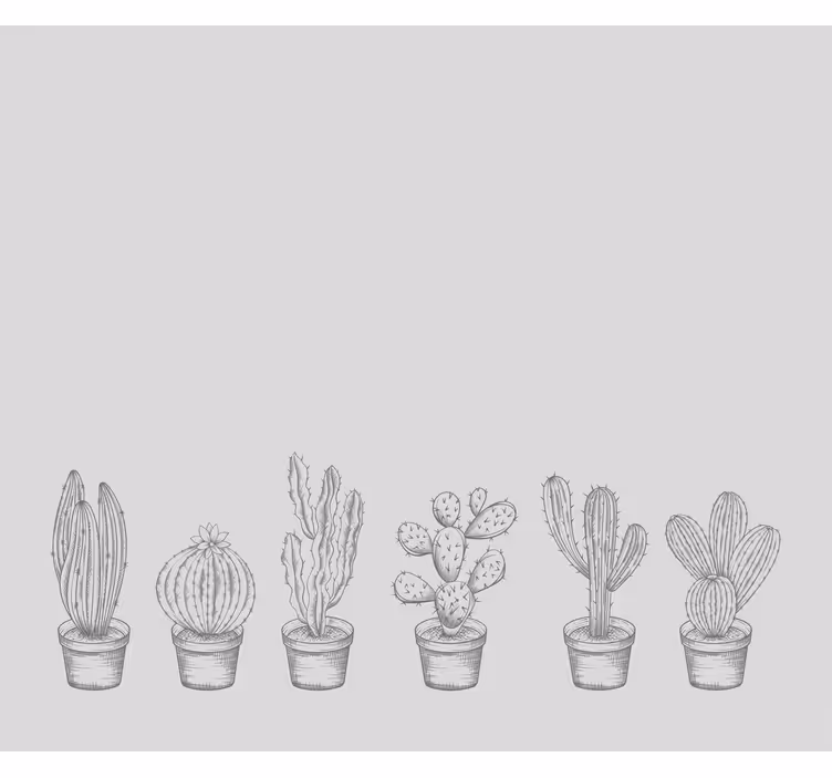 Grijze tinten rolgordijn cactus - TenStickers