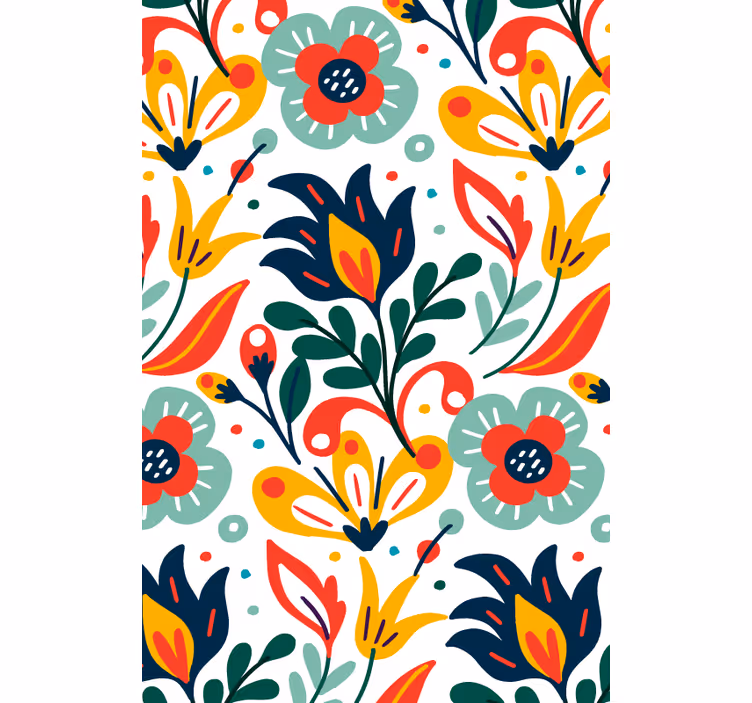 Botanische motiefprint rolgordijn bloemen en planten - TenStickers