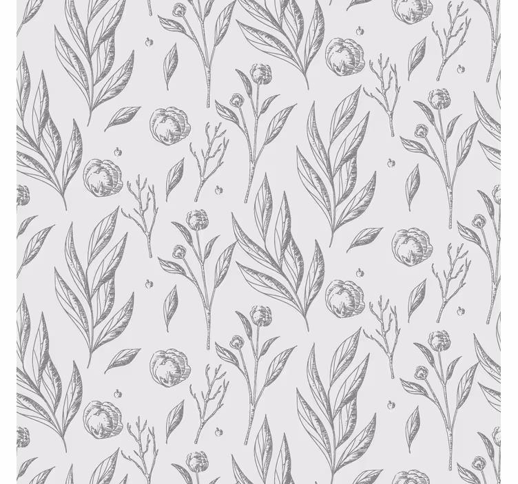 Grijs bloemmotief raambekleding Scandinavisch - TenStickers