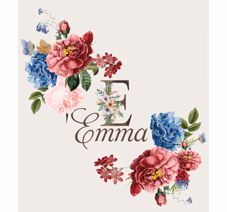 Bloemen initiaal rolgordijn gepersonaliseerd - TenStickers