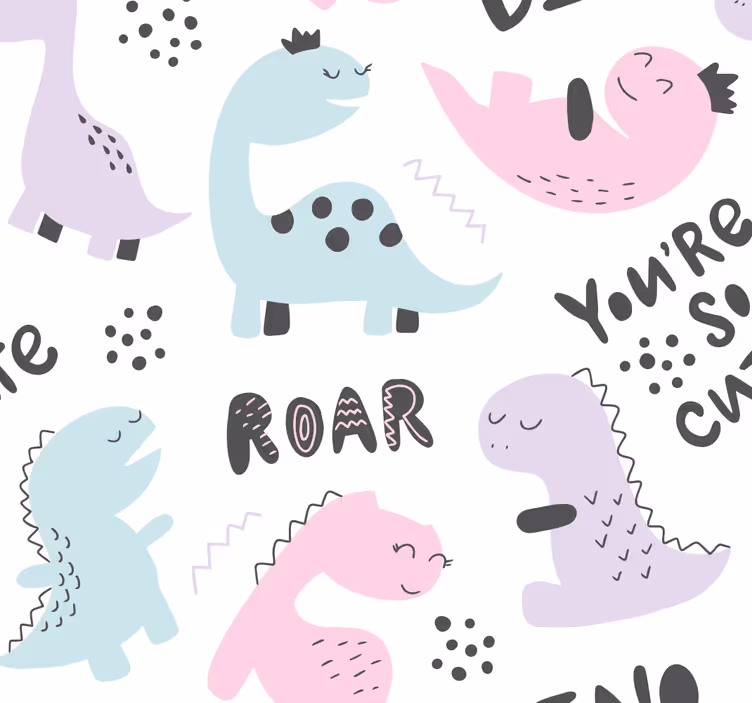 Prinses schattige dinosaurussen rolgordijn  - TenStickers