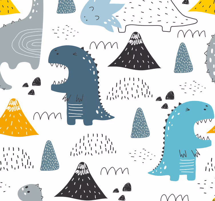 Scandinavisch patroon raambekleding dinosaurus - TenStickers