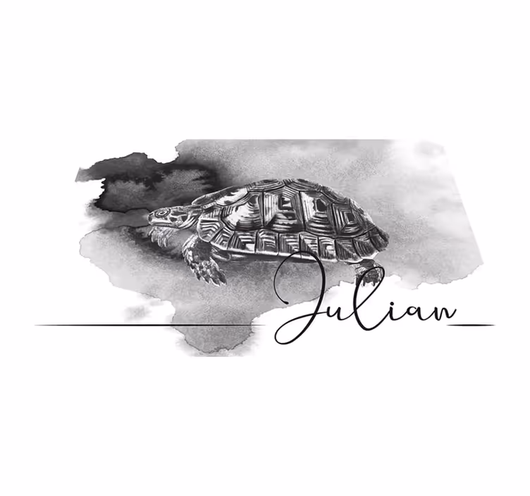 Placemat zwart Schildpad illustratie met naam - TenStickers