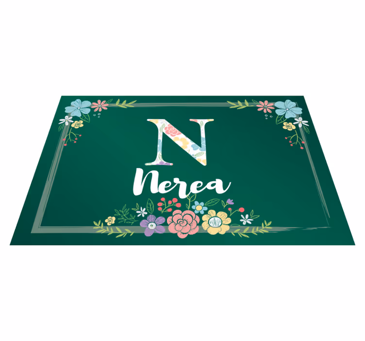 Placemat met naam bloemen initiaal ontwerp - TenStickers