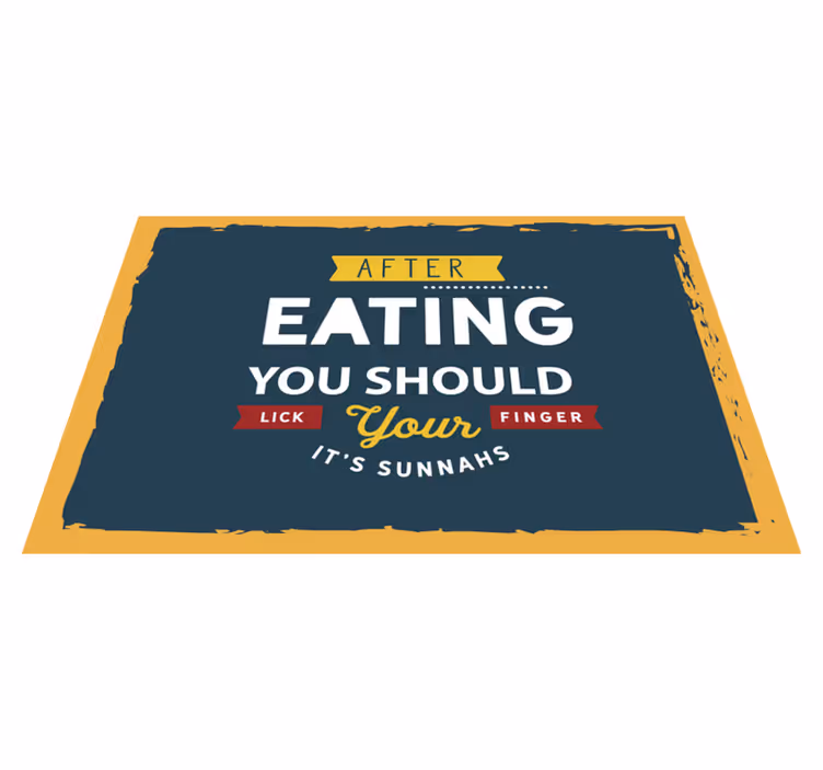 Placemat met tekst eten vingerlikken - TenStickers