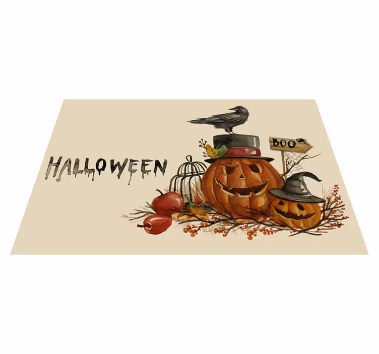 Halloween placemat feestelijke pompoenarrangement - TenStickers