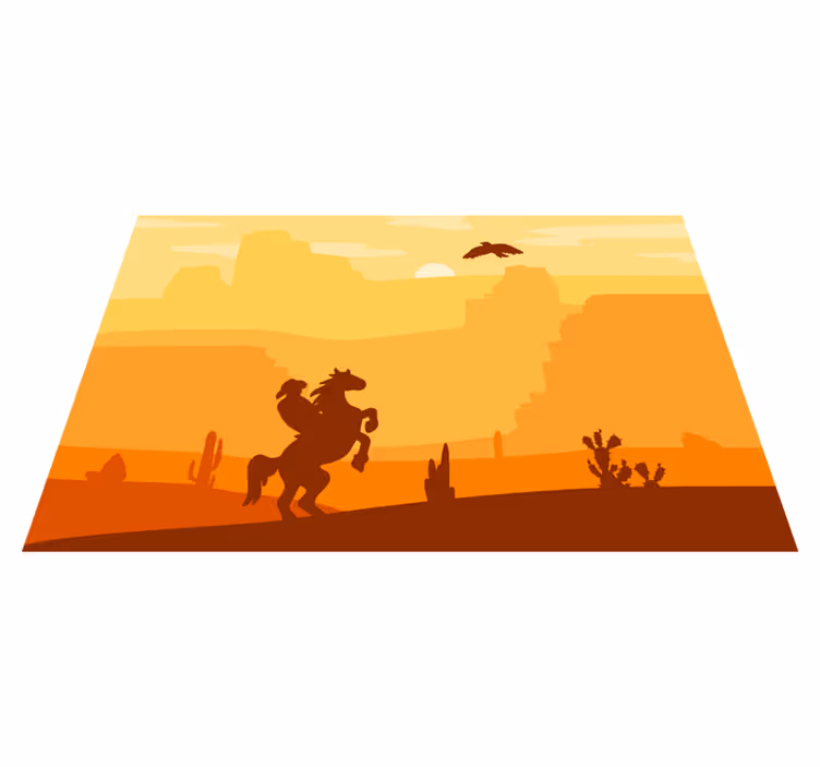 Originele placemat silhouet van cowboy scène - TenStickers