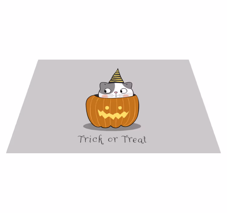 Halloween placemat kat in pompoen - TenStickers