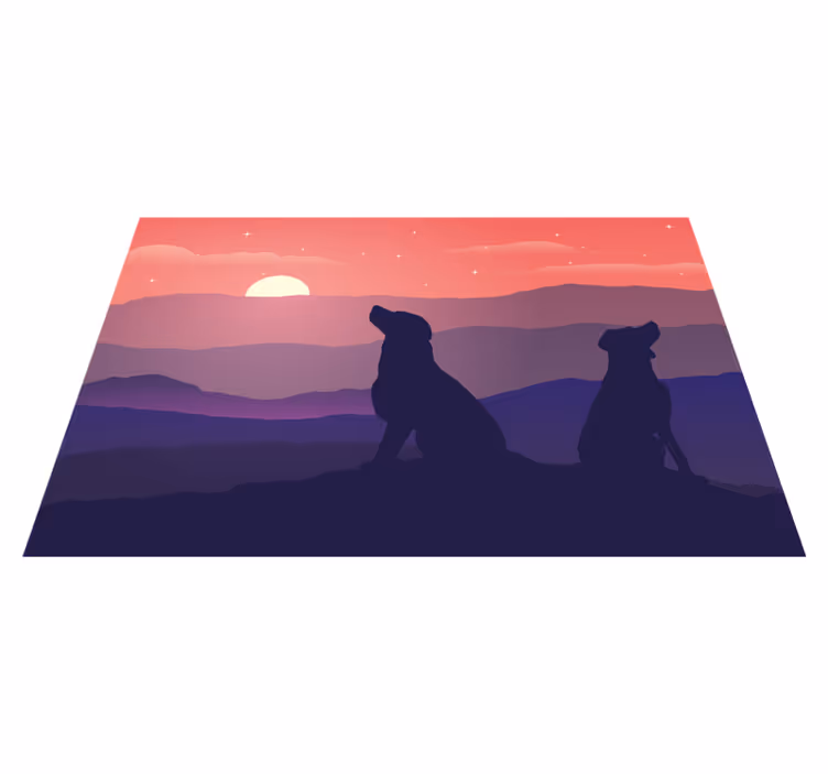 Originele placemat silhouet honden zonsondergang - TenStickers