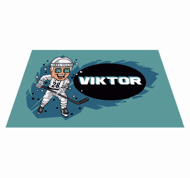 Kinder placemat cartoon ijshockeyspeler - TenStickers