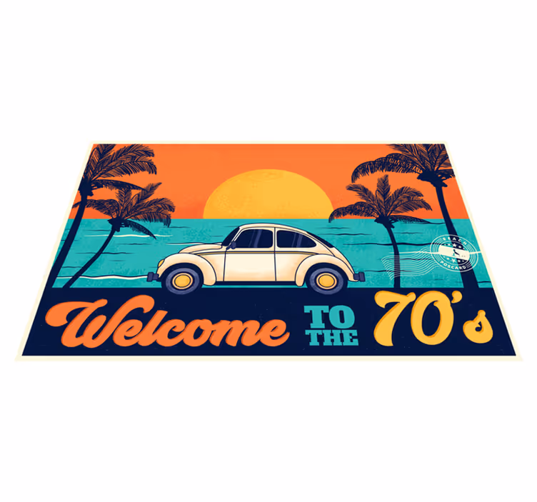 Elegante placemats retro strandscène jaren 70 - TenStickers