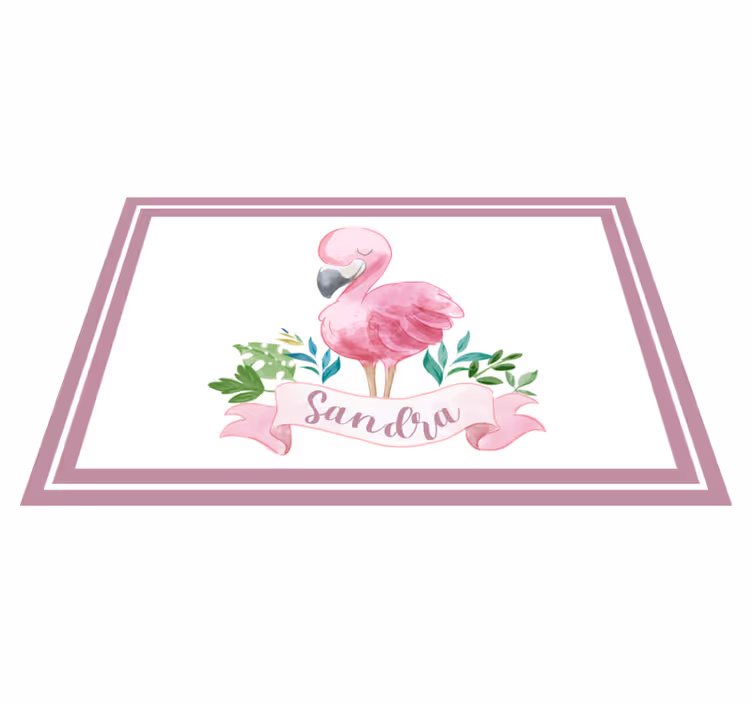 Placemat met naam Geschilderde flamingo voor kinderen - TenStickers