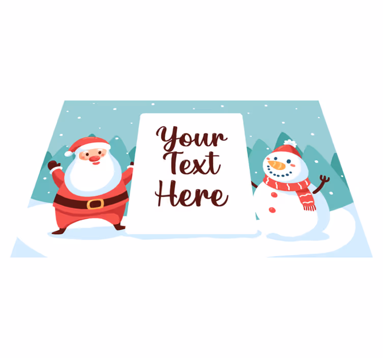 Kerstmis placemat met kerstman en sneeuwman - TenStickers