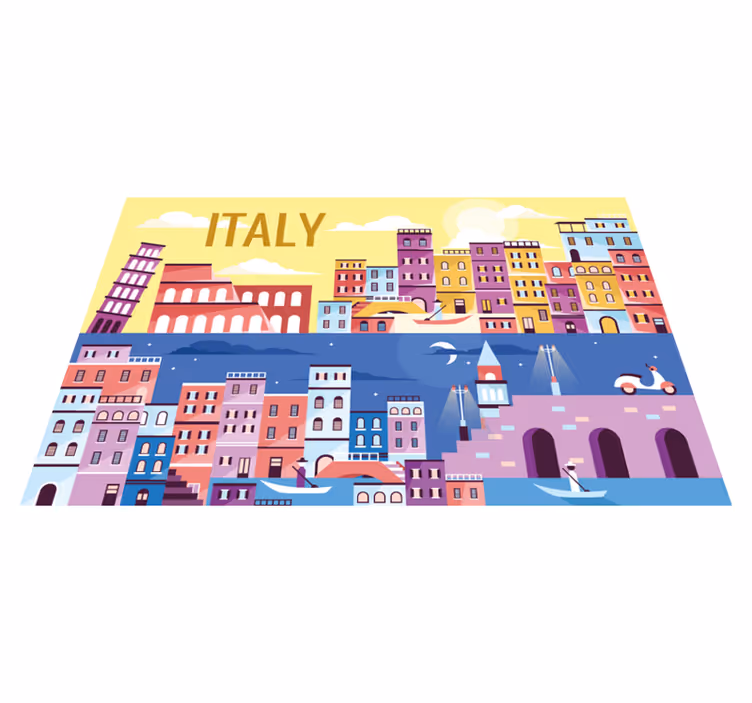 Placemat met naam vibrant italiaanse stadsscape - TenStickers