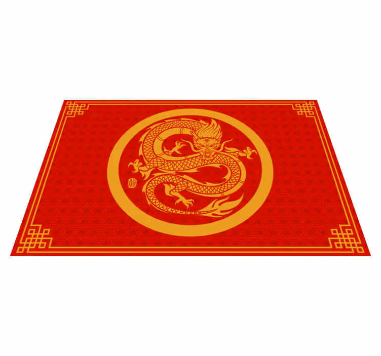 Originele placemat dragon gouden cirkel - TenStickers
