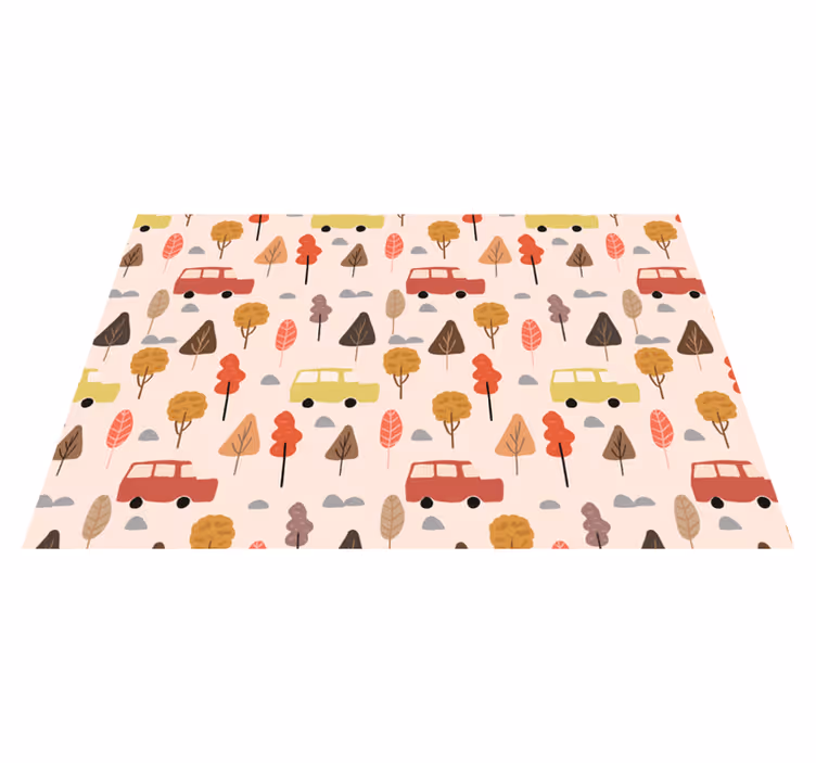 Kinder placemat kleurrijke auto bomen - TenStickers