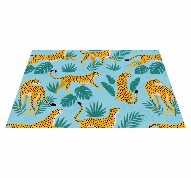 Originele placemat met luipaardpatronen en groene bladeren - TenStickers