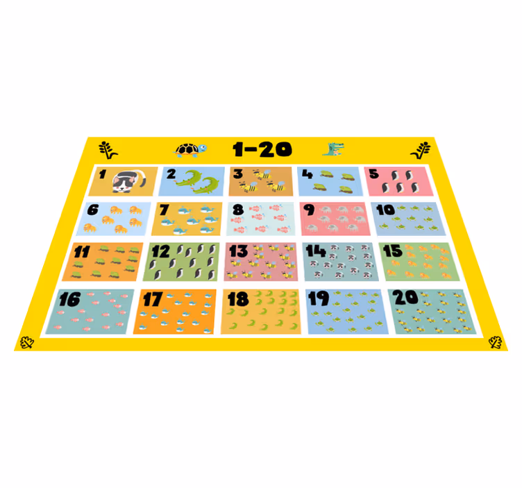 Kinder placemat kleurrijke cijferkaart - TenStickers