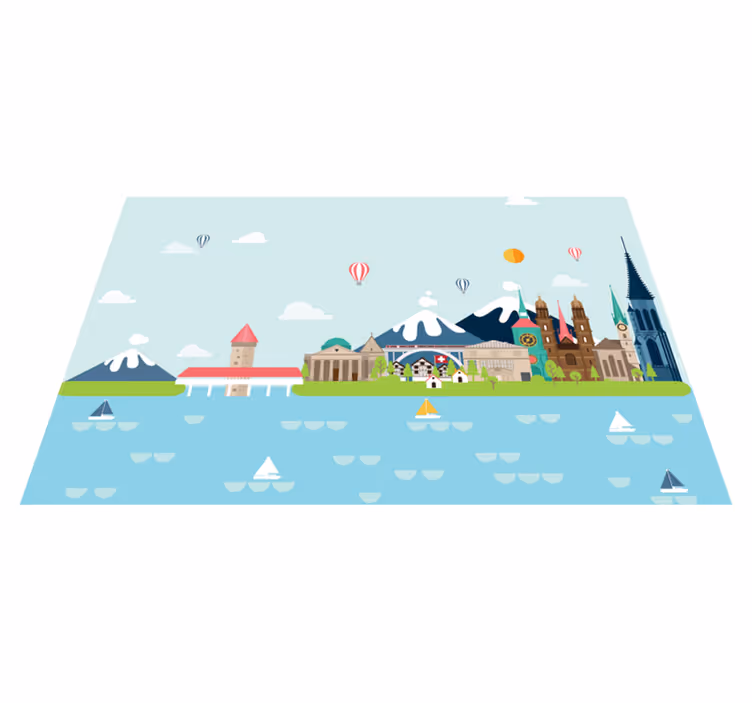 Originele placemat kleurrijk stadslandschap scene - TenStickers