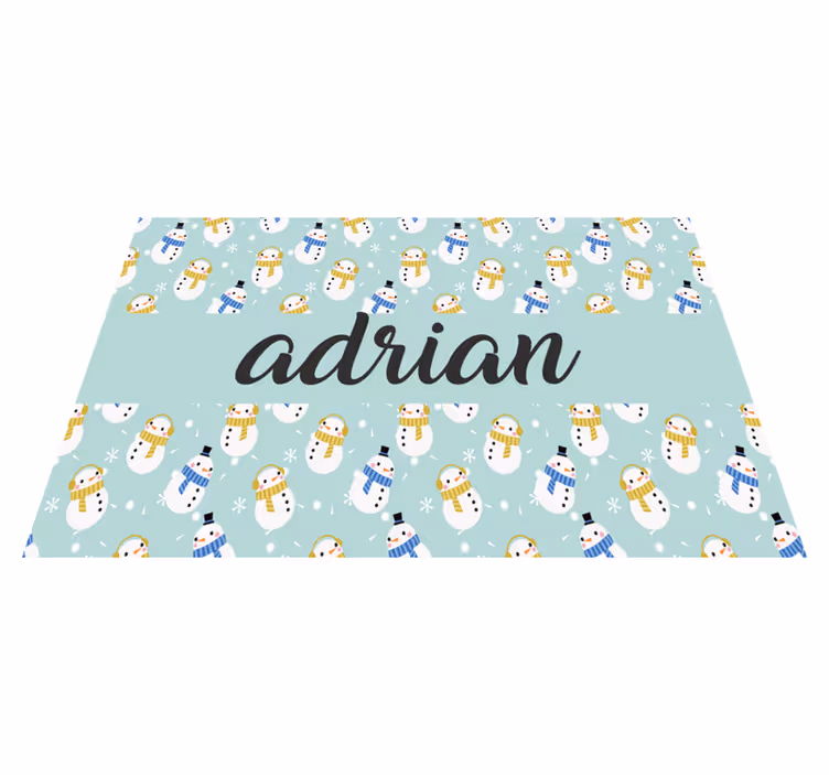 Kerstmis placemat met gepersonaliseerd sneeuwman ontwerp - TenStickers
