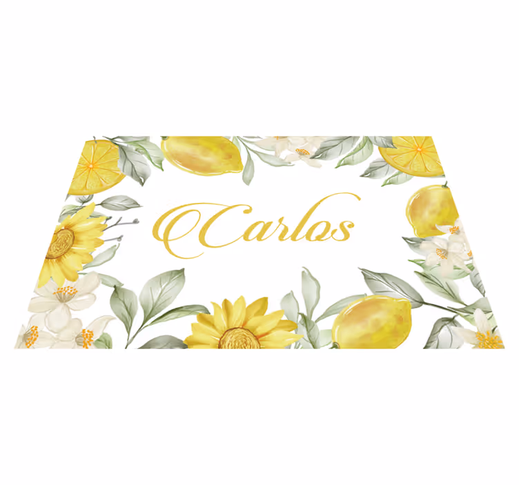 Placemat met naam citroen bloemenarrangement - TenStickers
