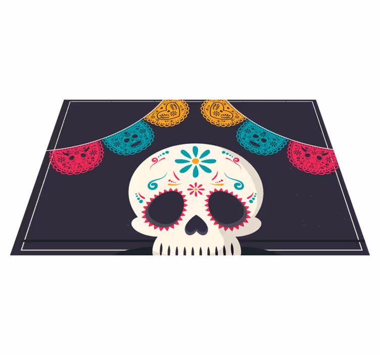 Halloween placemat kleurvolle schedel banner - TenStickers