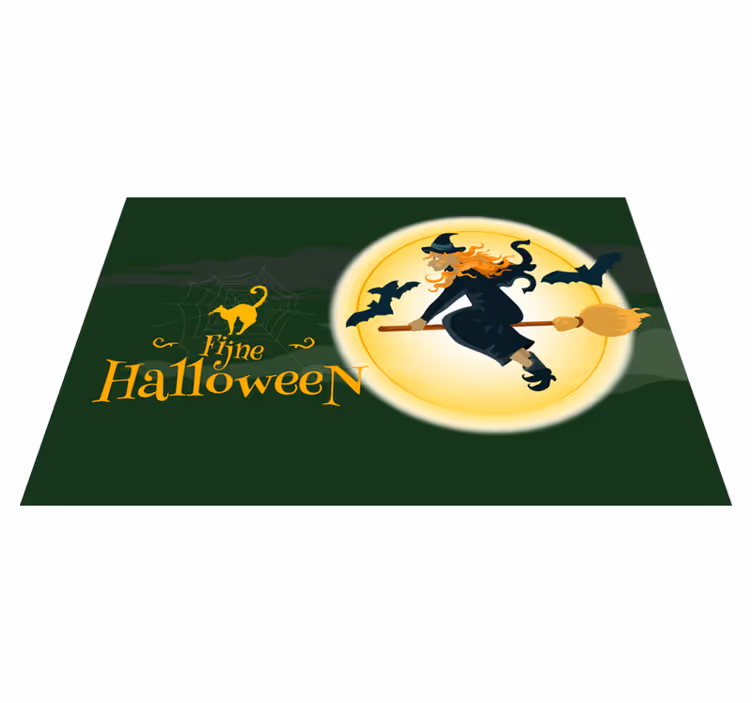 Halloween placemat heksenbezem scene - TenStickers