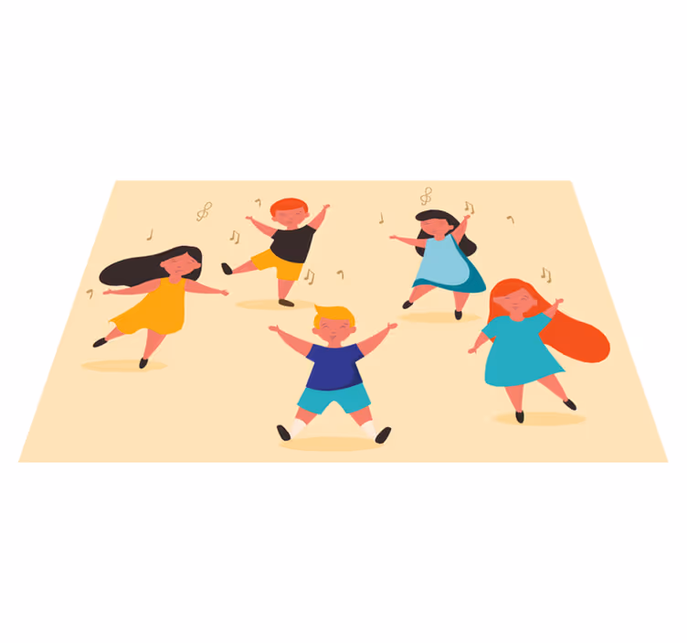 Kinder placemat blije dansende kinderen - TenStickers