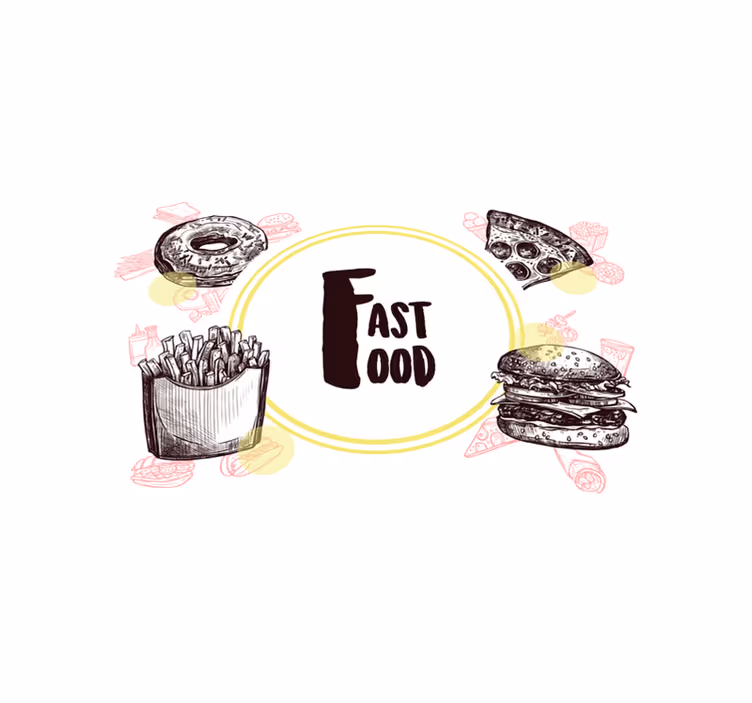Originele placemat met fast food illustraties - TenStickers