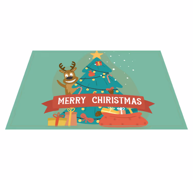Kerstmis placemat vrolijke feestboom - TenStickers