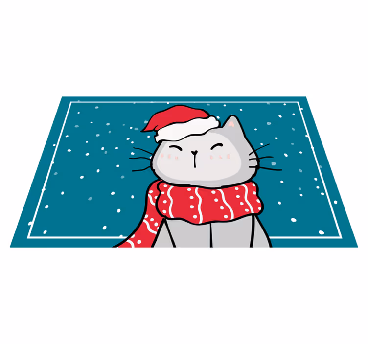 Kerstmis placemat vrolijke kat kerstman - TenStickers